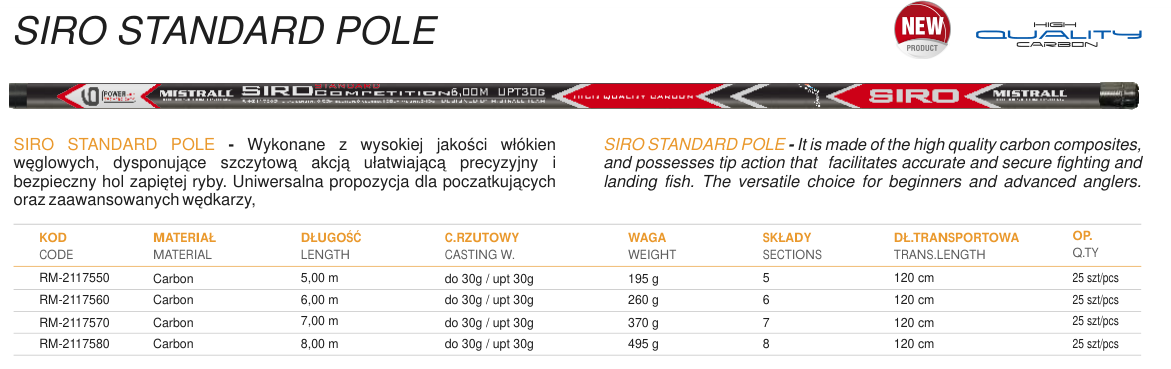 ŠT/D SIRO STANDARD POLE 5,00M DO30G
